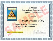 5-PATH® International Association of Hypnosis Professionals Membership Certificate